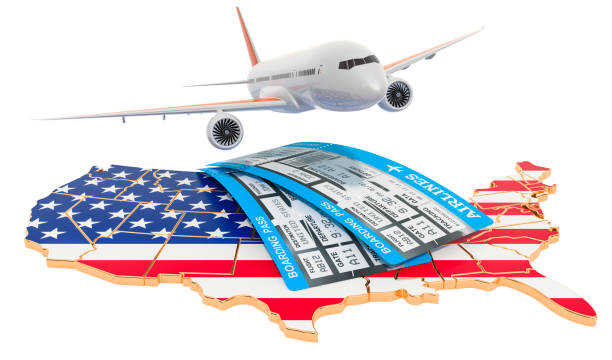 istock Flights to the USA concept. 3D rendering isolated on white background 1155446328