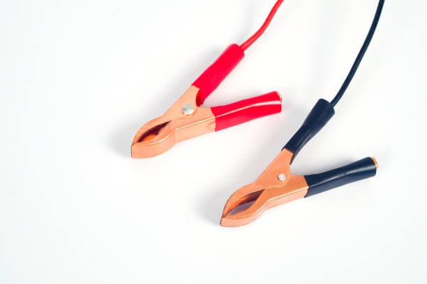 istock Black and red Electric copper clamp on white background. 1155451078