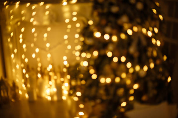 istock Abstract circular reflection of christmas lights on background. 1155454603