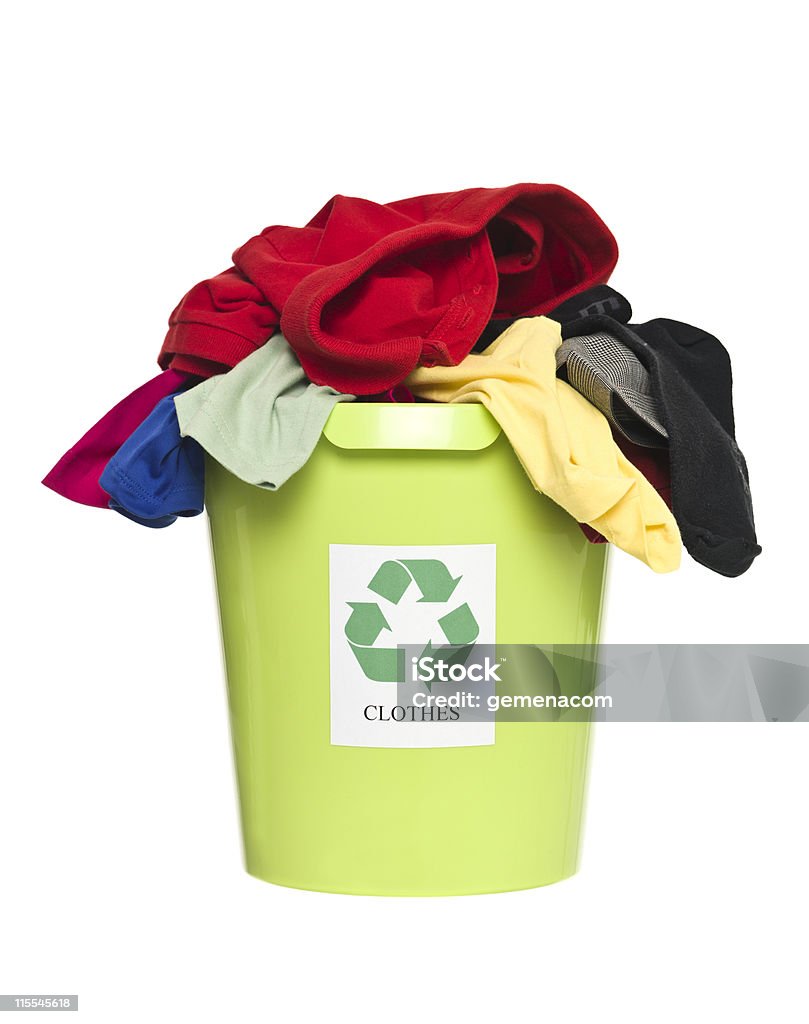 Container de tri sélectif des déchets avec vêtements - Photo de Blanc libre de droits