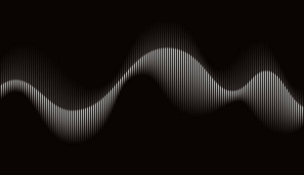 ilustraciones, imágenes clip art, dibujos animados e iconos de stock de onda de sonido rítmica abstracta - curva forma ilustraciones