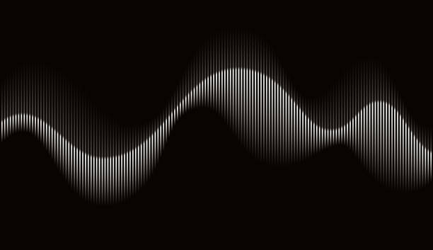 Abstract Rhythmic Sound Wave Vector Illustration of a Beautiful Abstract Rhythmic Sound Wave Movement on a Black Background. sound wave stock illustrations