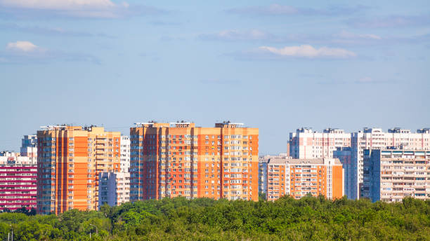 istock panoramic view of residential district in summer 1155460700
