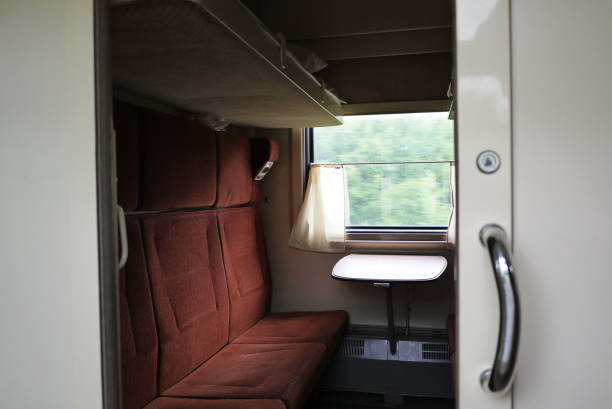 istock View of sleeping places in a compartment car. 1155460928