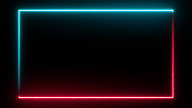istock Neon glowing frame background. Laser show border 1155462169