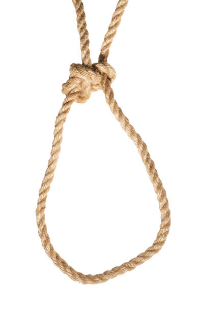 istock Running bowline knot tied on jute rope isolated 1155463104