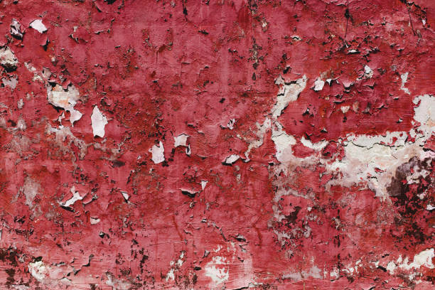 rouge de ciment, relief, texture rugueuse avec la peinture de peeling - paint rough peeling grunge photos et images de collection