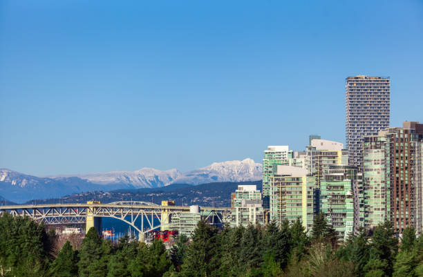 istock Wide angle view of Burrard Bridge in downtown Vancouver 1155472190