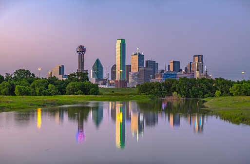 Dallas skyline with reflection on Trinity River