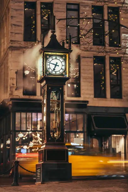 Photo of Historic Steam Clock in Gastown Vancouver at night