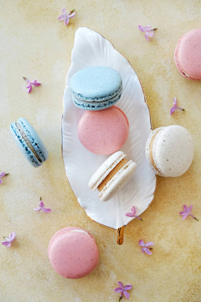 istock Beautiful composition with colorful macaroon cookies. 1155476172