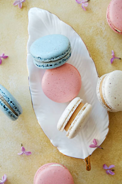 istock Beautiful composition with colorful macaroon cookies. 1155476178