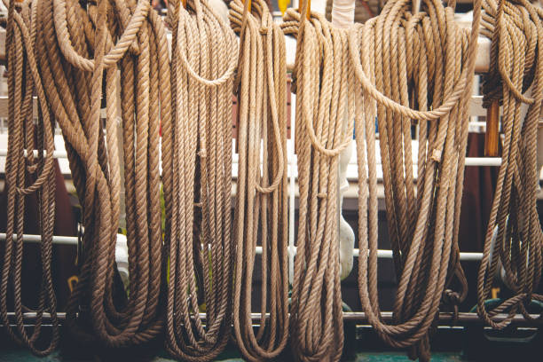 istock Ropes of a sailing ship 1155477053