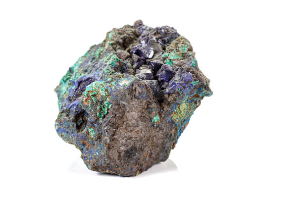 istock Macro stone mineral Azurite Malachite on a white background 1155479183