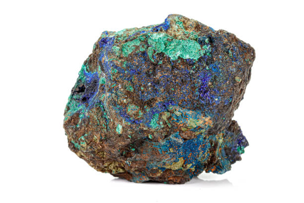 istock Macro stone mineral Azurite Malachite on a white background 1155479574
