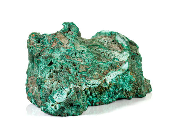 istock Macro stone Malachite mineral on white background 1155480886
