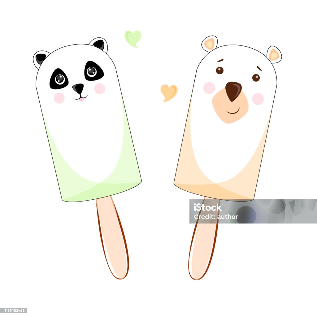 Bộ Kem Trên Một Cây Gậy Hài Hước Động Vật Nhỏ Gấu Trúc Và Gấu Hình ...