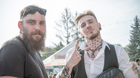 05.16.2019 - Kiyv, Ukraine: Tattoo festival. Millennials with tattoo on them body are coming on the Tatto Collection festival. Happy young person