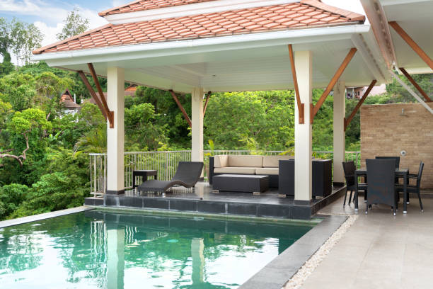 istock home exterior design pavilion of pool villa 1155483900