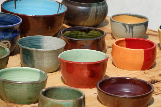 Colorful clay bowls