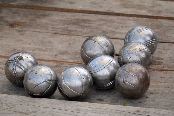 istock Boccia balls on the wooden planks 1155486004