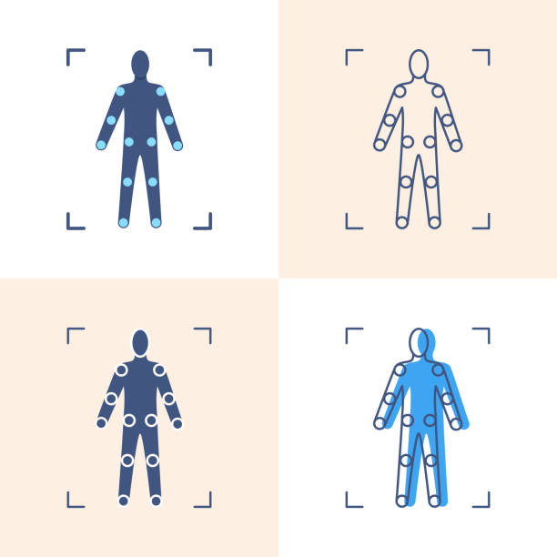 ilustrações de stock, clip art, desenhos animados e ícones de movement tracking icon set in flat and line style - motion sensor