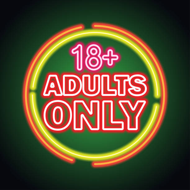 ilustrações, clipart, desenhos animados e ícones de adultos apenas brilhando caixa para negócios ao ar livre publicidade neon sign billboard. ilustração do vetor - pornography stripper neon light adult