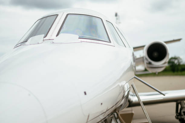 istock Private Jet. Airport. Private Plane. Runaway. Private plane ready for boarding 1155489479