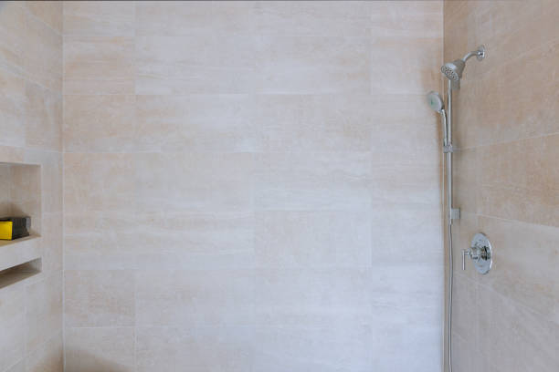 istock Contemporary bathroom with shower heads 1155489488