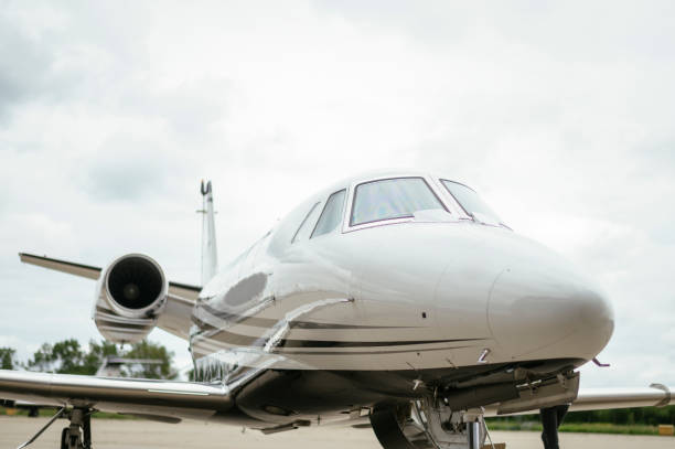 istock Private Jet. Airport. Private Plane. Runaway. Private plane ready for boarding 1155489602