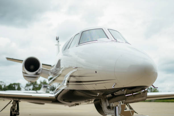 istock Private Jet. Airport. Private Plane. Runaway. Private plane ready for boarding 1155489699