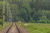 Old electric railway track between Tabor town and Bechyne spa town
