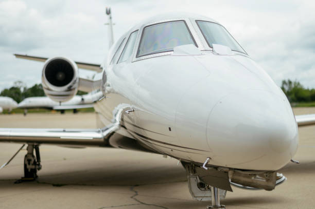 istock Private Jet. Airport. Private Plane. Runaway. Private plane ready for boarding 1155489895