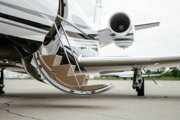 istock Private Jet. Airport. Private Plane. Runaway. Private plane ready for boarding 1155489921