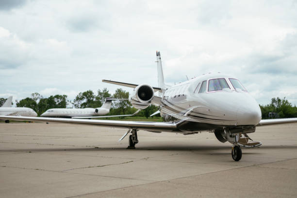 istock Private Jet. Airport. Private Plane. Runaway. Private plane ready for boarding 1155490508