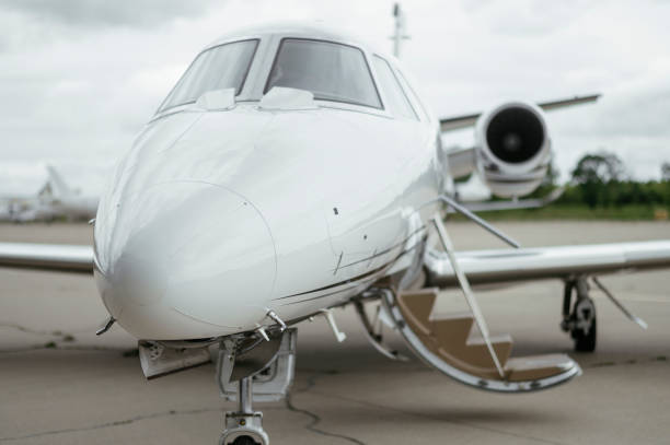 istock Private Jet. Airport. Private Plane. Runaway. Private plane ready for boarding 1155490556