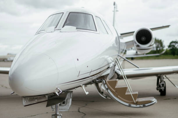 istock Private Jet. Airport. Private Plane. Runaway. Private plane ready for boarding 1155490674