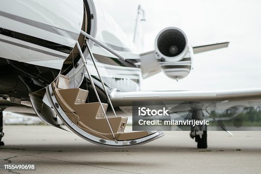 istock Private Jet. Airport. Private Plane. Runaway. Private plane ready for boarding 1155490698