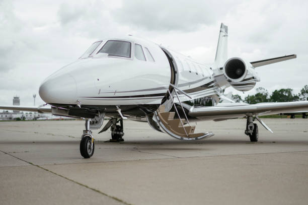 istock Private Jet. Airport. Private Plane. Runaway. Private plane ready for boarding 1155490724