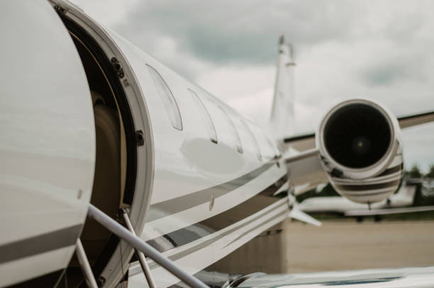 istock Private Jet. Airport. Private Plane. Runaway. Private plane ready for boarding 1155490778