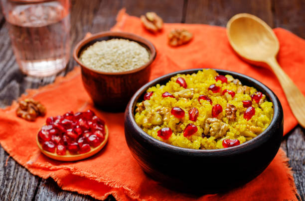 istock Turmeric quinoa with pomegranate and walnuts 1155491246