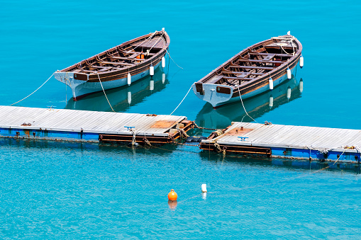 Old wooden rowboats in Chios Island, Greece.