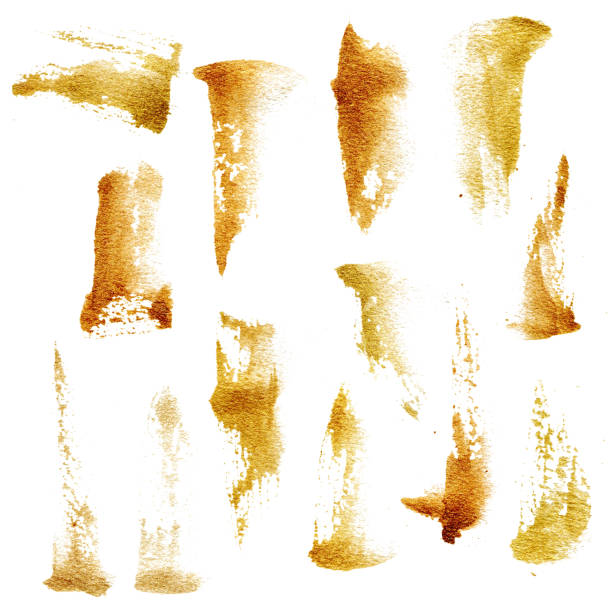 istock Watercolor gold brush strokes set. Hand painted beautiful illustration isolated on white background for design, print, fabric or background. 1155496706