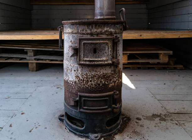 istock old rusty coal stove for railway car heating 1155497069