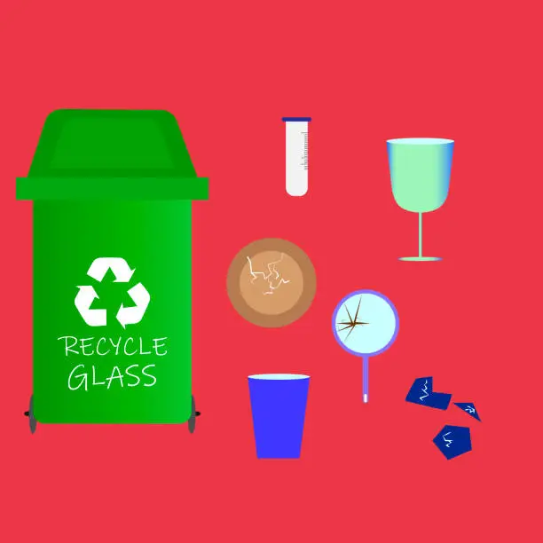 Vector illustration of Container to recycle glass waste.