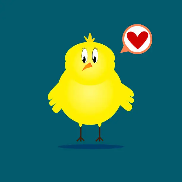 Vector illustration of Baby chick with a heart.