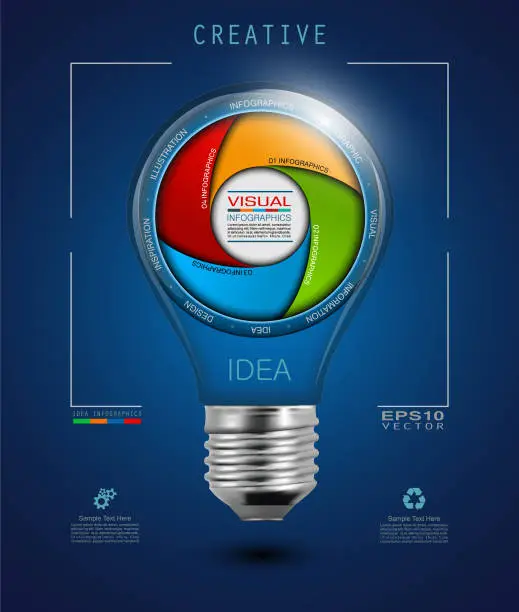 Vector illustration of Idea Light Bulb with Infographics in Camera Aperture Style