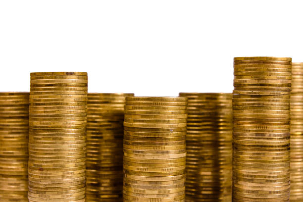 istock Stacks of the coins isolated on a white background 1155500796