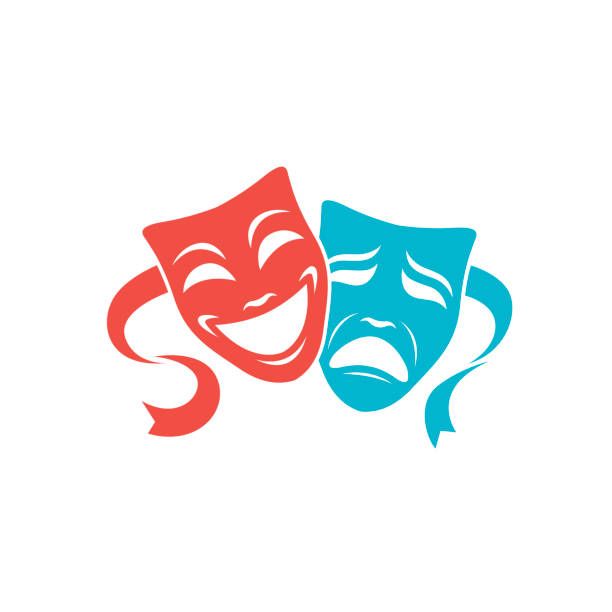 theatrical masks set illustration of comedy and tragedy theatrical masks isolated tragedy mask stock illustrations