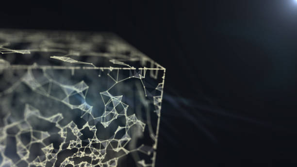 istock Conceptual background image with 3d rendering cube figure and social connection lines. 1155503160